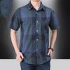 Summer Men Short Sleeve Shirt Streetwear Fashion Lapel Business Plaid Casual Tops Plus Size