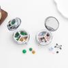 Portable Pill Box with 3 Compartments, Mini Metal Medicine Organizer Case, Cute Printed Pill Container for Vitamins, Pills, Jewelry, Travel, Daily Use