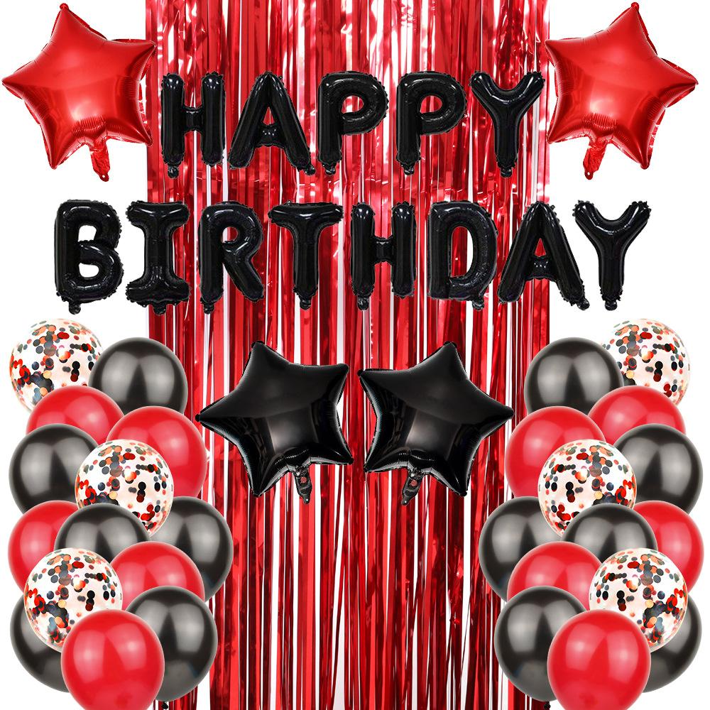 Red And Black Theme Balloon Set Adult Children Birthday Party Balloon Decoration Arrangement Rain Curtain Balloon