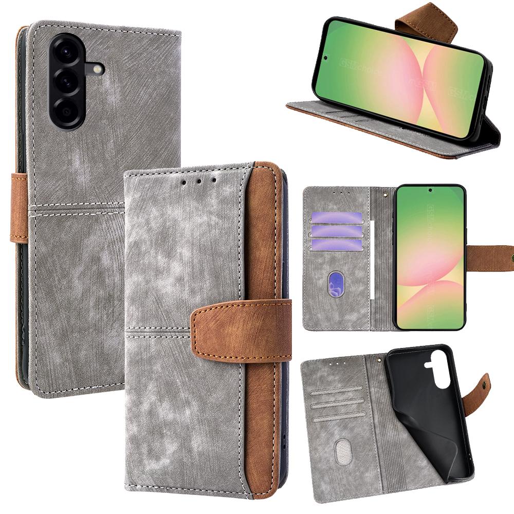 For Samsung Galaxy A56 5G Case RFID Blocking Color Splicing PU Leather Wallet Phone Cover