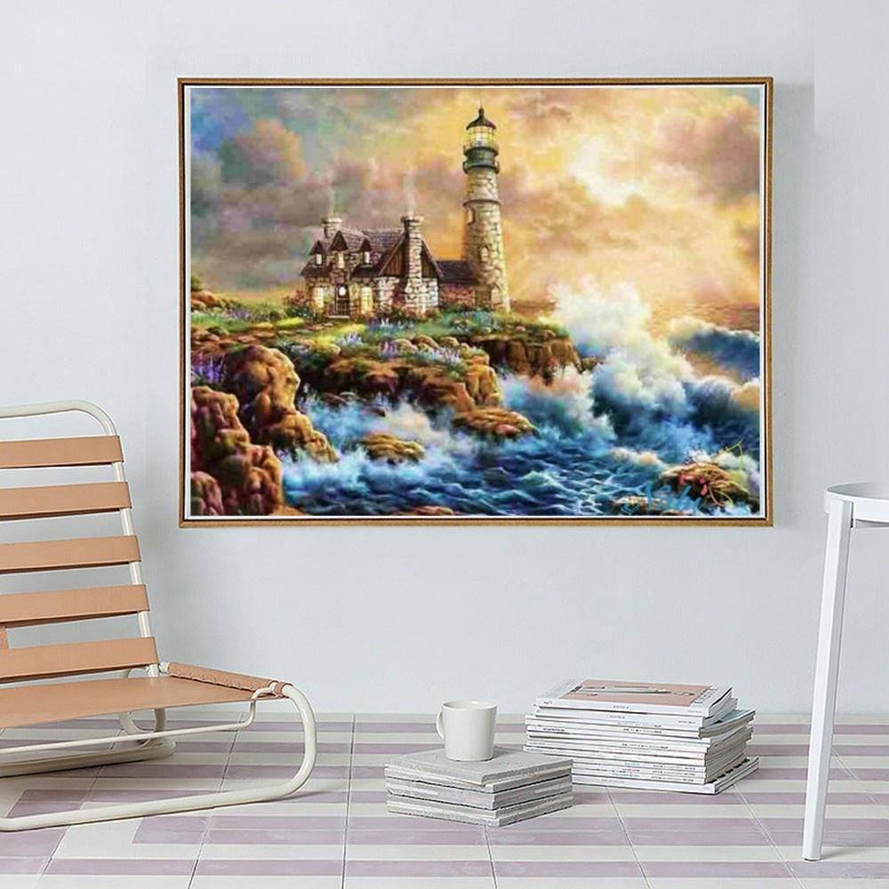 Алмазная краска Пейзаж 5D Алмазная картина Полная дрель Набор для вышивки крестом Алмазная картина Полная дрель Круглая