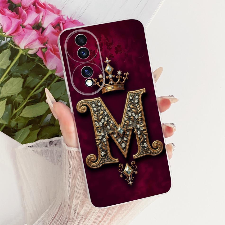 For Honor 70 70Pro Pro+ Royal Crown Initial Letter Couple Phone Case For Honor70 70 Pro Plus 5G Soft Silicone TPU Bumpers