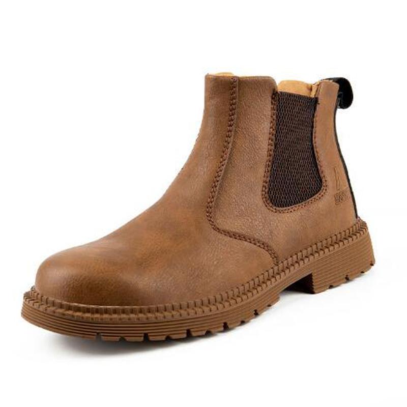 Водонепроницаемая защитная рабочая обувь, мужские кожаные ботинки Chelsea со стальной головкой, мужская обувь, неразрушимые строительные защитные ботинки H546