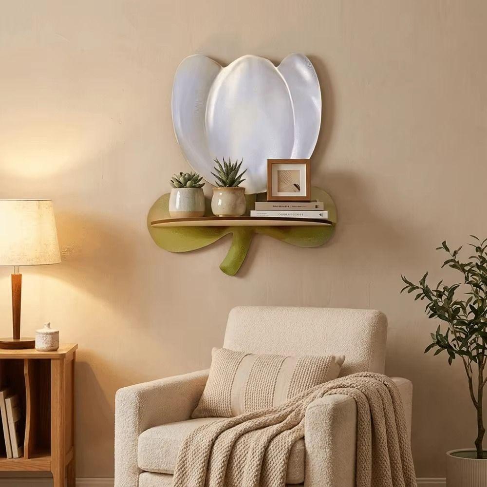 Wood Flower Wall Shelf Bohemian Style Crystal Display Shelf Decorative Wall Shelf  Candle Display