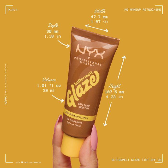 NYX Professional Makeup Buttermelt Glaze Tint, Fond de teint SPF30 jusqu'à 12h de tenue, Almond Butta