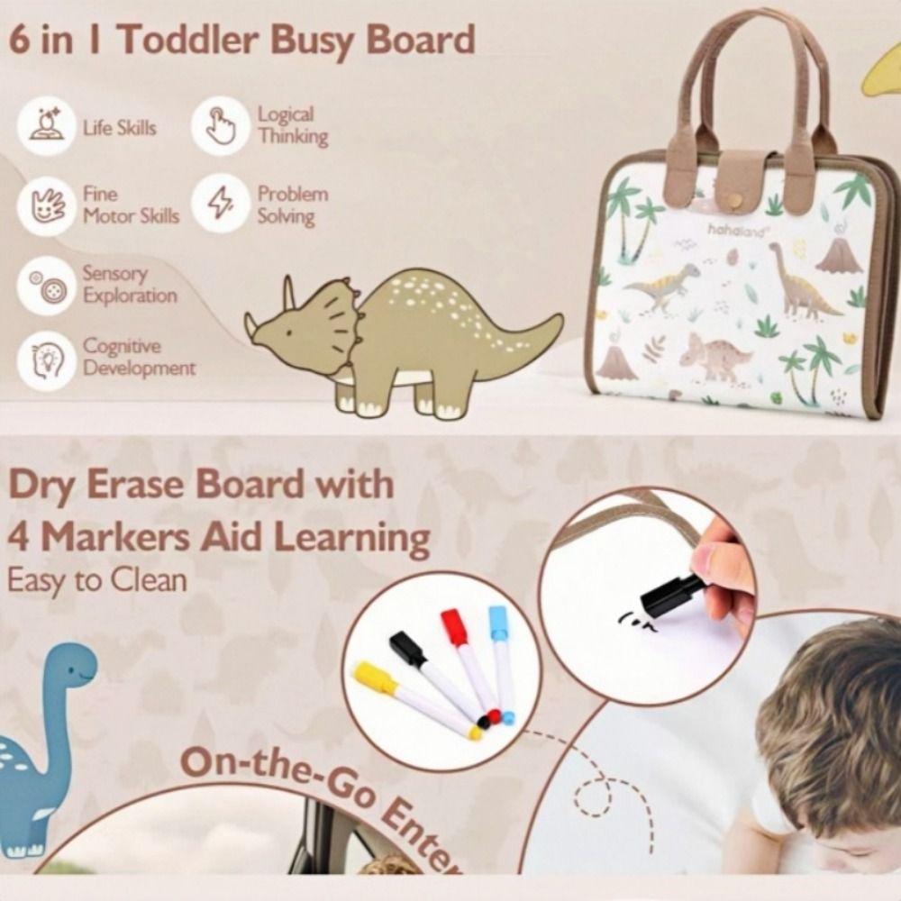 Busy Book Early Education Toy Dinosaur Theme Toddlers Learning Board Busy Board Boys Girls