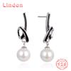 Линдон стерлингового серебра 925 пробы синтетический жемчуг серьги серьги-капли для женщин подарки на свадьбу