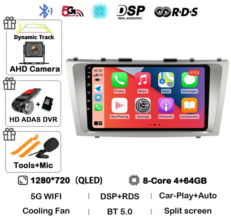 Android 14 Carplay Wifi+4G автомобильное радио для Toyota Camry 7 XV 40 50 2006-2011 4G мультимедийный плеер навигация GPS стерео 360 камера