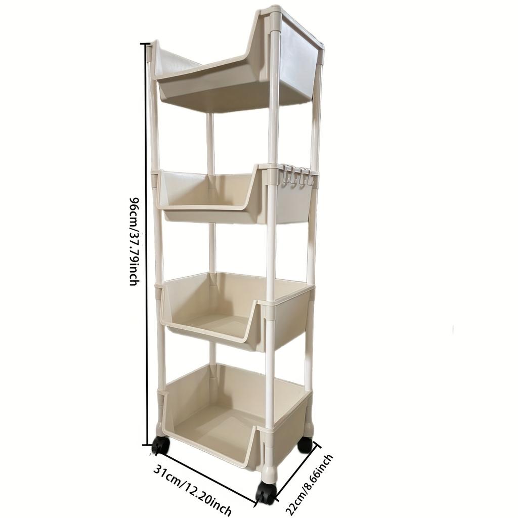 Multi-Tier Spa Storage Cart Organizer, Plastic Rolling Utility Rack with Wheels for Living Room, Bedroom, Dorm