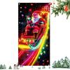 Чехол на входную дверь «Дед Мороз» 3x6 футов УФ-флуоресцентный Рождественские украшения Праздничный фон для входной двери Гараж Крыльцо Вход