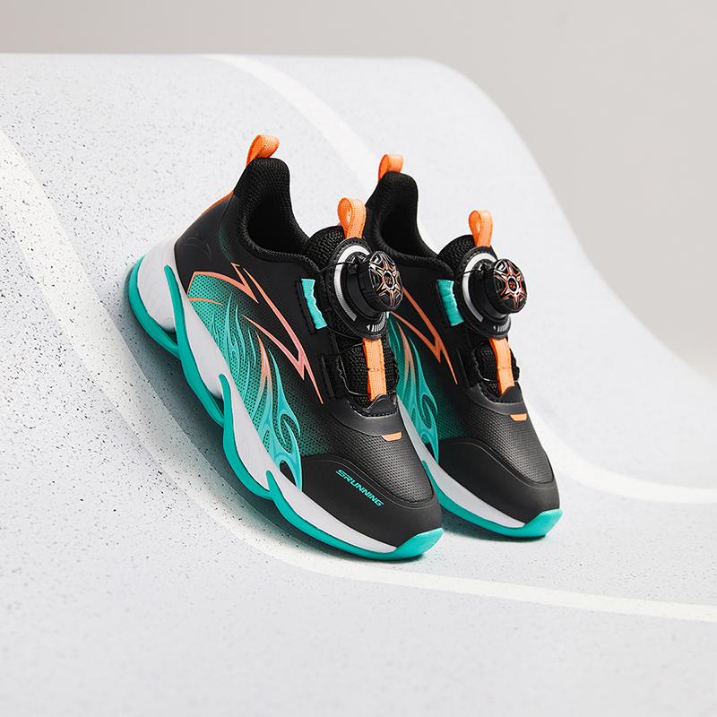 Anta Детские модные универсальные легкие кроссовки с низким верхом и амортизацией, из синтетической кожи, детские кроссовки, черно-зелено-оранжевые A12439912N-1