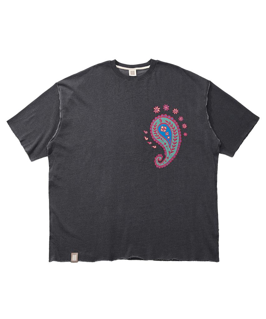 A NOTHING Paisley Prt. Футболка с вырезами 1/2 (Древесный уголь)