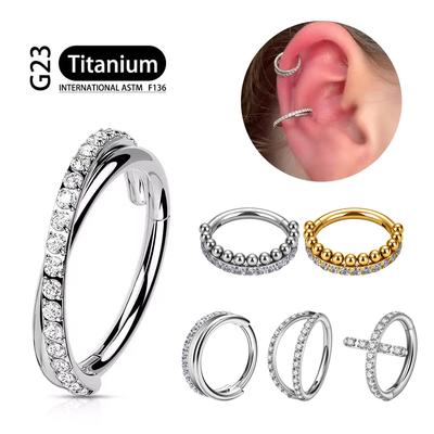 G23 16G Титан CZ Ряд Конч Кольцо для носа Хуп для хряща Дейт Трагус Хеликс Мочка Серьга на шарнире Сегмент Кликер Пирсинг Циркон