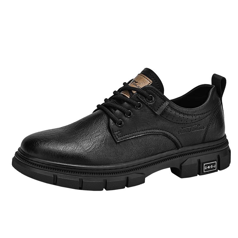 G.N.Shi Jia Men's Shoes, Autumn And Winter Warm Casual Leather Shoes, Fleece-Lined Thick Low-Top Martin Boots, Retro Distressed Work Boots for Me