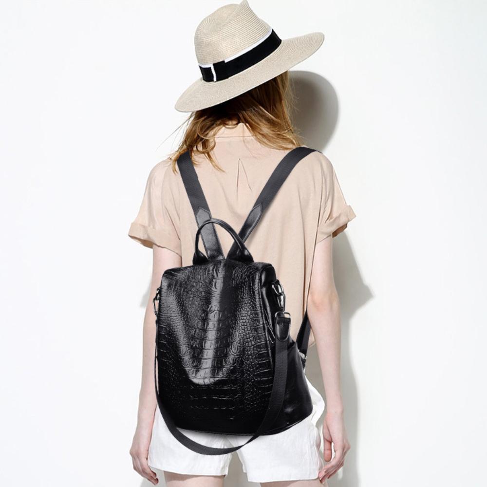 Женская сумка с крокодиловым принтом, новый модный модный рюкзак, повседневный универсальный рюкзак для школьниц