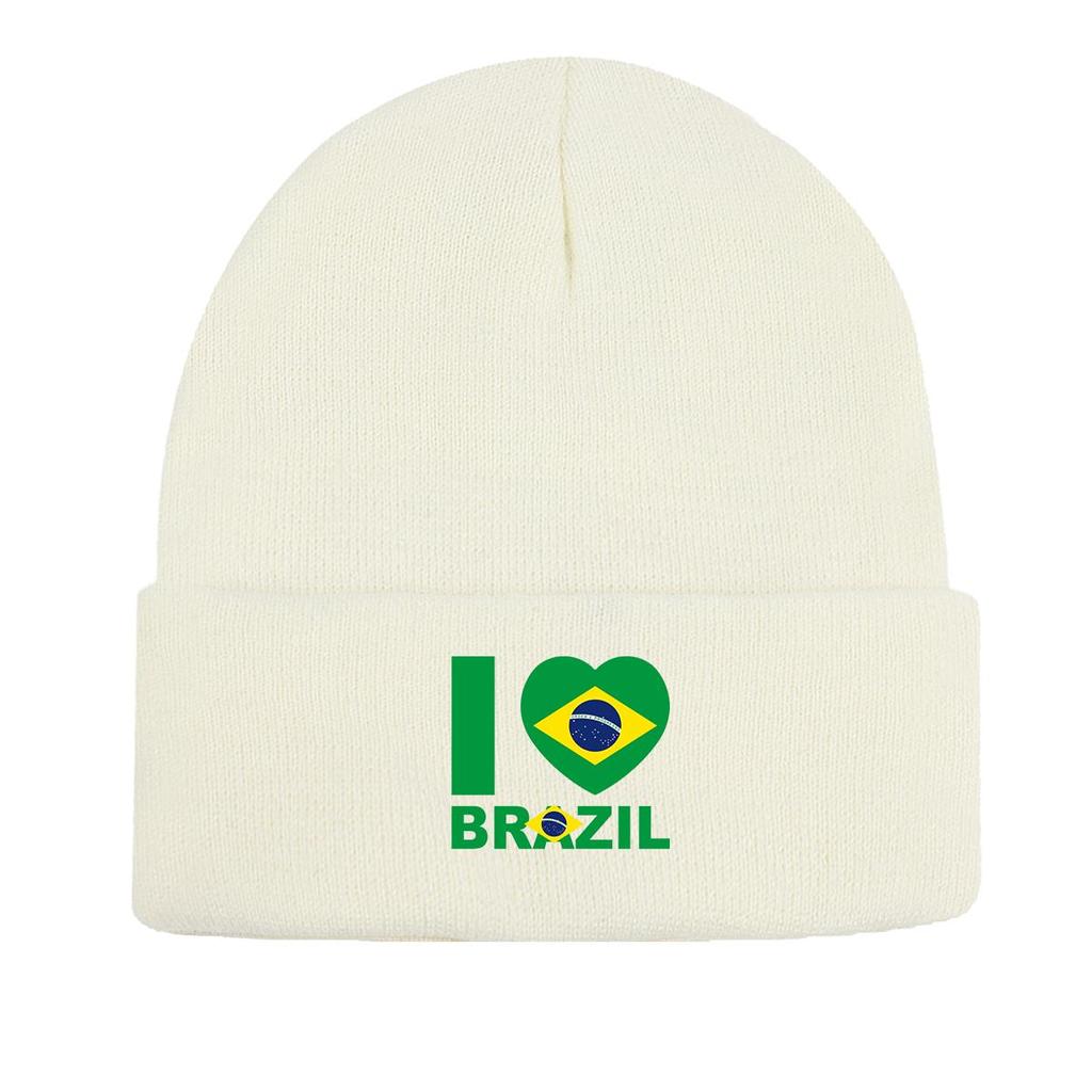 «Я люблю БРАЗИЛИЮ» Зимняя вязаная шапка, шапка-бини с флагом Бразилии Skullies, эластичная термоусадочная унисекс Gorro вязаная шапка-бини