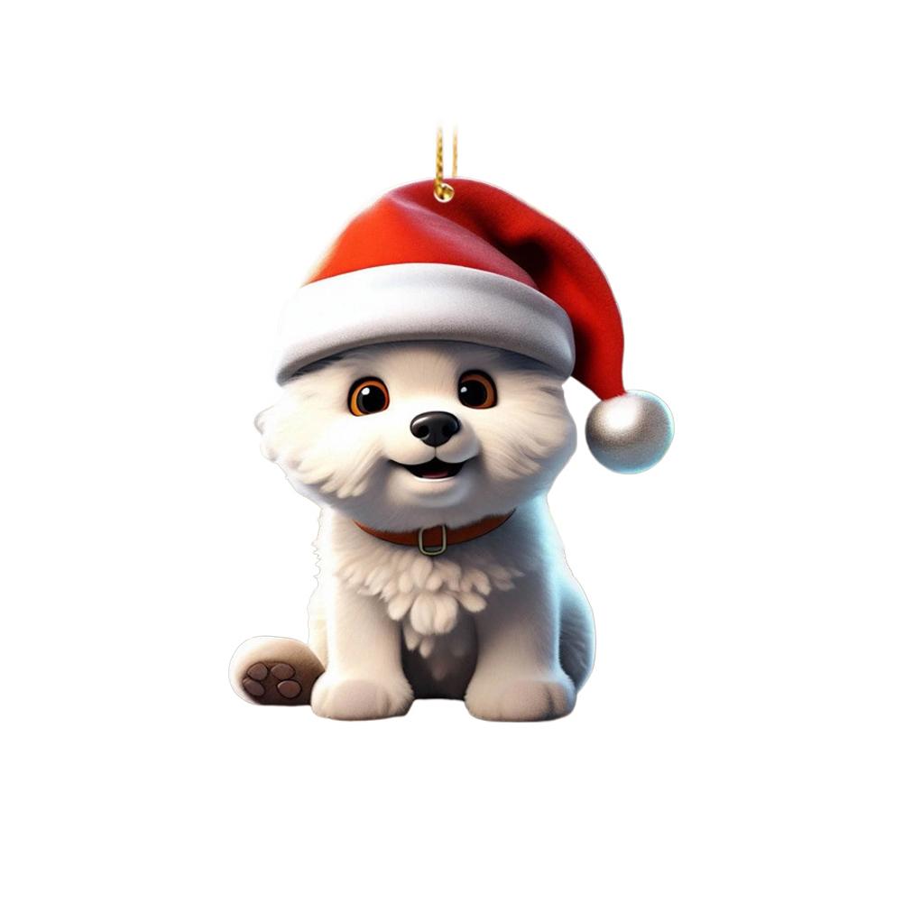 2d Acrylic Cartoon Dog Christmas Tree Pendant Modern Home Decoration Rearview Mirror Backpack Pendant Hanging Ornaments