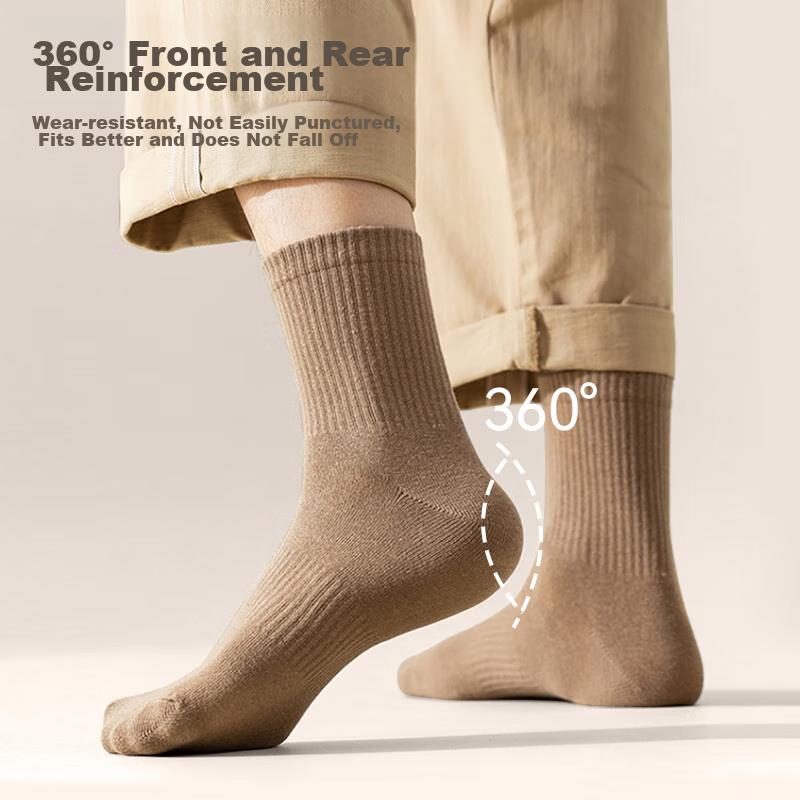 6-Pair Pack Men's Socks Long Socks Cotton Socks Solid Color Casual Mid-Calf Socks Sweat-Absorbing Odor-Resistant Wear-Resistant Men's Socks