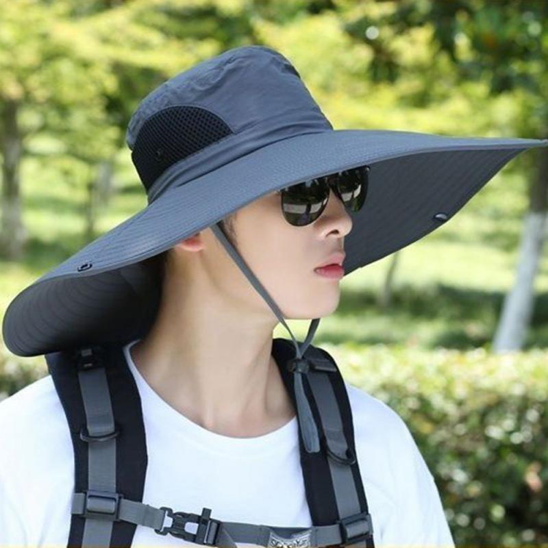 Уличная широкая солнцезащитная шляпа-ведро для мужчин с защитой от ультрафиолета, мягкая дышащая шляпа от солнца, альпинистская шляпа для пешего туризма, рыбалки