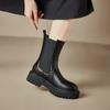 Winter Women Platform Chelsea Boots Brown Black Party Office Lady Round Toe High Thick Heels British Warm Plush Ankle Tube Boots
