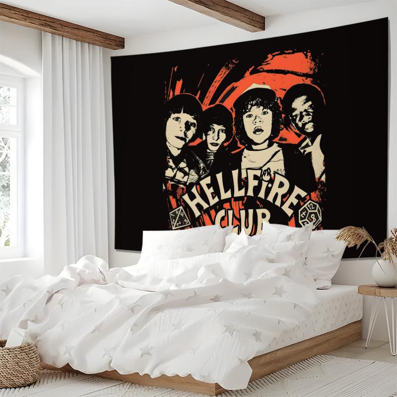 S-Stranger T-Things Hellfire Club Tapestry Wall Hanging Banner Background Backdrops Living Room Cloth Bedroom Party Decor Gift