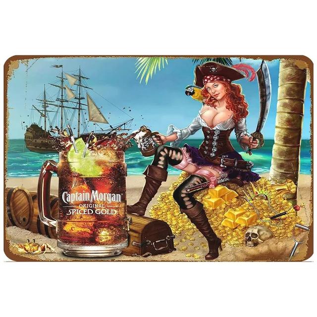 Винтажная металлическая жестяная табличка Captain Morgan Ретро настенный декор для бара, мужской пещеры, гаража Железный постер, табличка xсм
