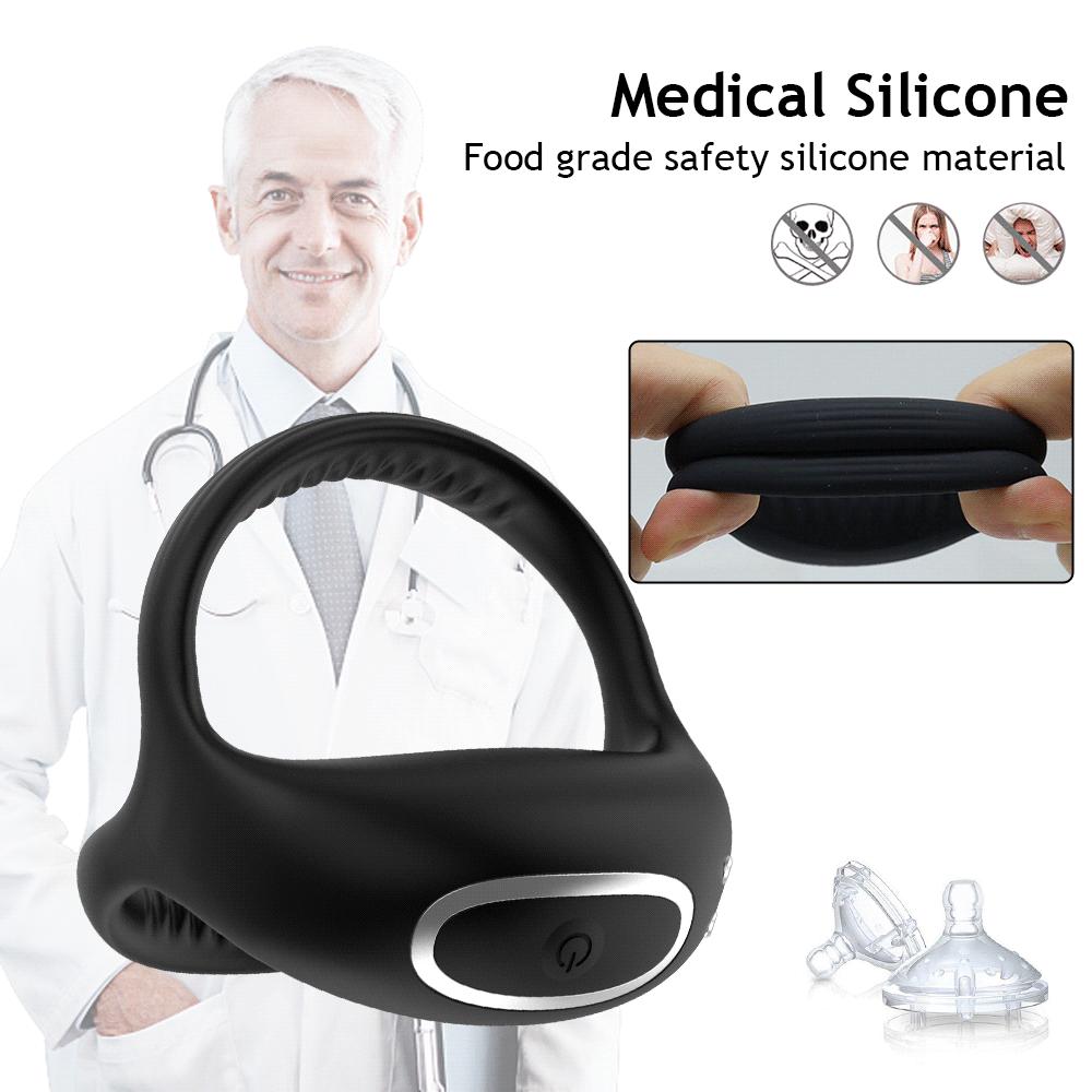 Вибрирующее кольцо на член для мужчин Силиконовые кольца на пенис Интенсивная вибрация Мужской вибратор Более длинная, твердая, сильная эрекция Игрушки для взрослых