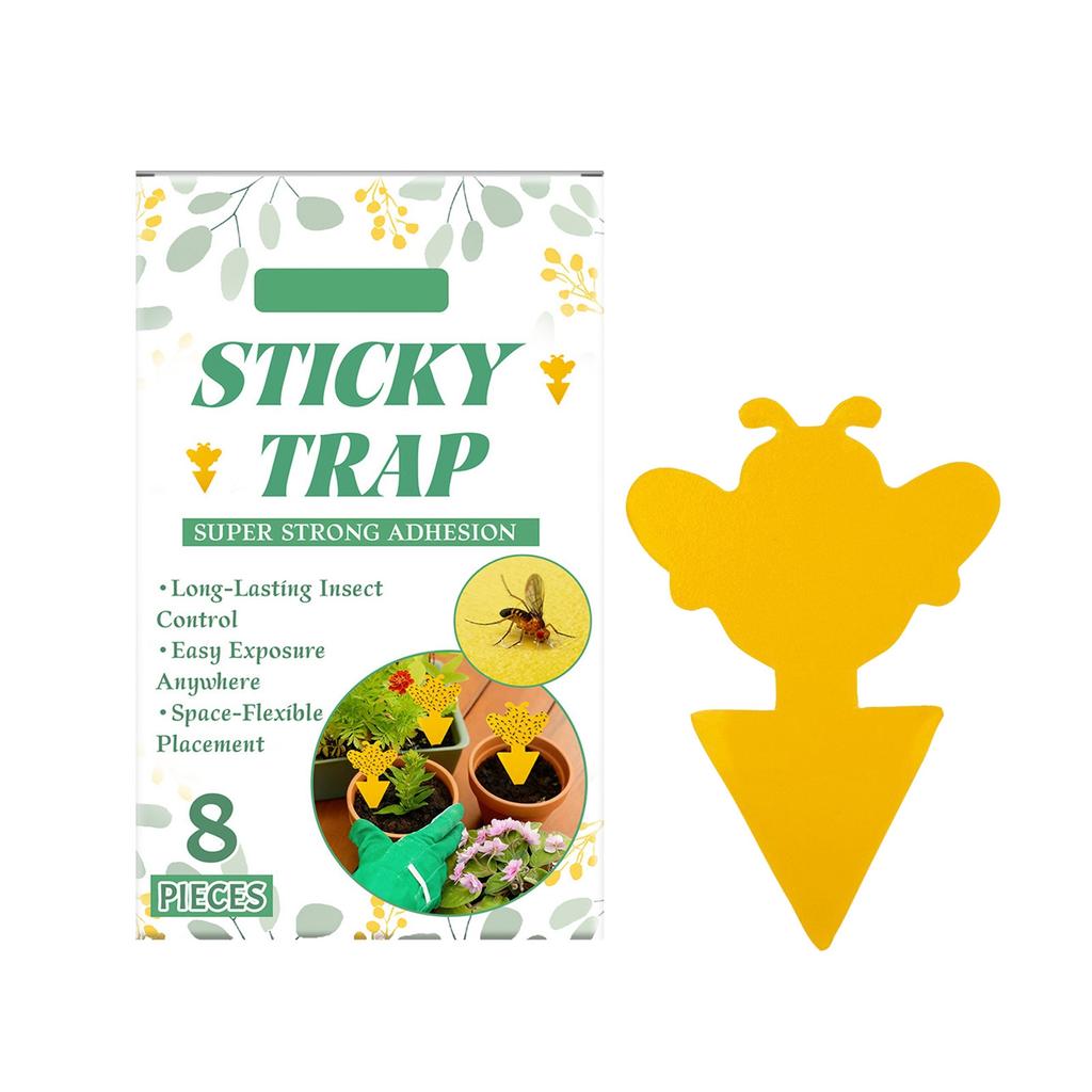 8 Pcs Sticky Trap For Gnat Yellow Stick Traps For Plants, Fungus Gnat Traps Double Side With Shovel, Indoor Safe For Gnat, Fruit Fly