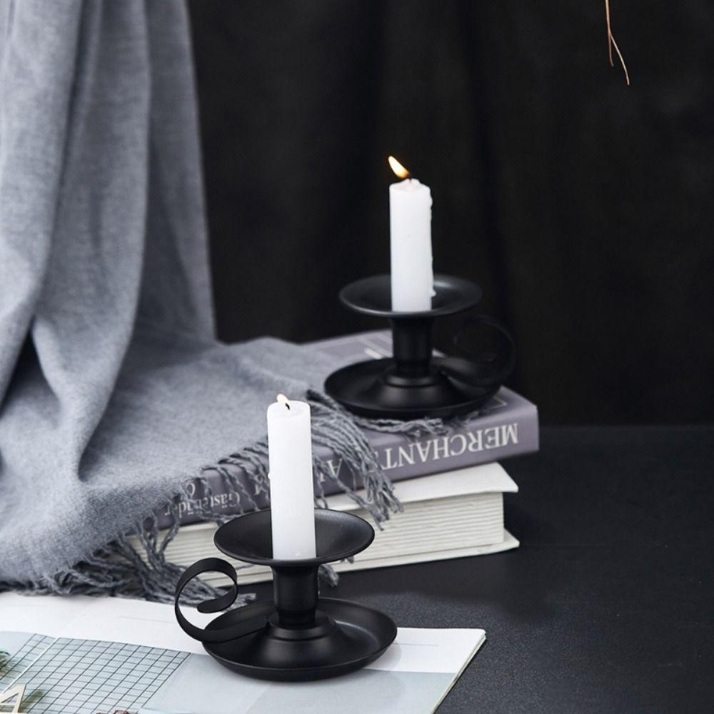 Iron Art Iron Candlestick Stand Small Wedding Candle Tray Retro Teacup Candle Holder Dinning Decor