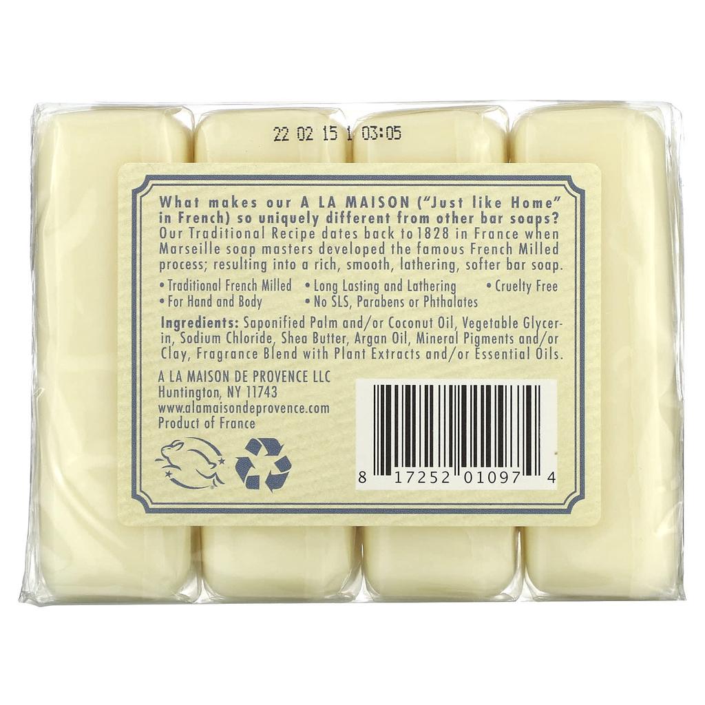 A La Maison de Provence Hand and Body Bar Soap, Fresh Sea Salt, Pack of 4, 3.5 Oz Each