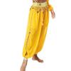 Belly Dance Bloomers for Women Halloween Carnival Costume Chiffon Tassel Beads Metallic Ruched Waist Side Split Pants