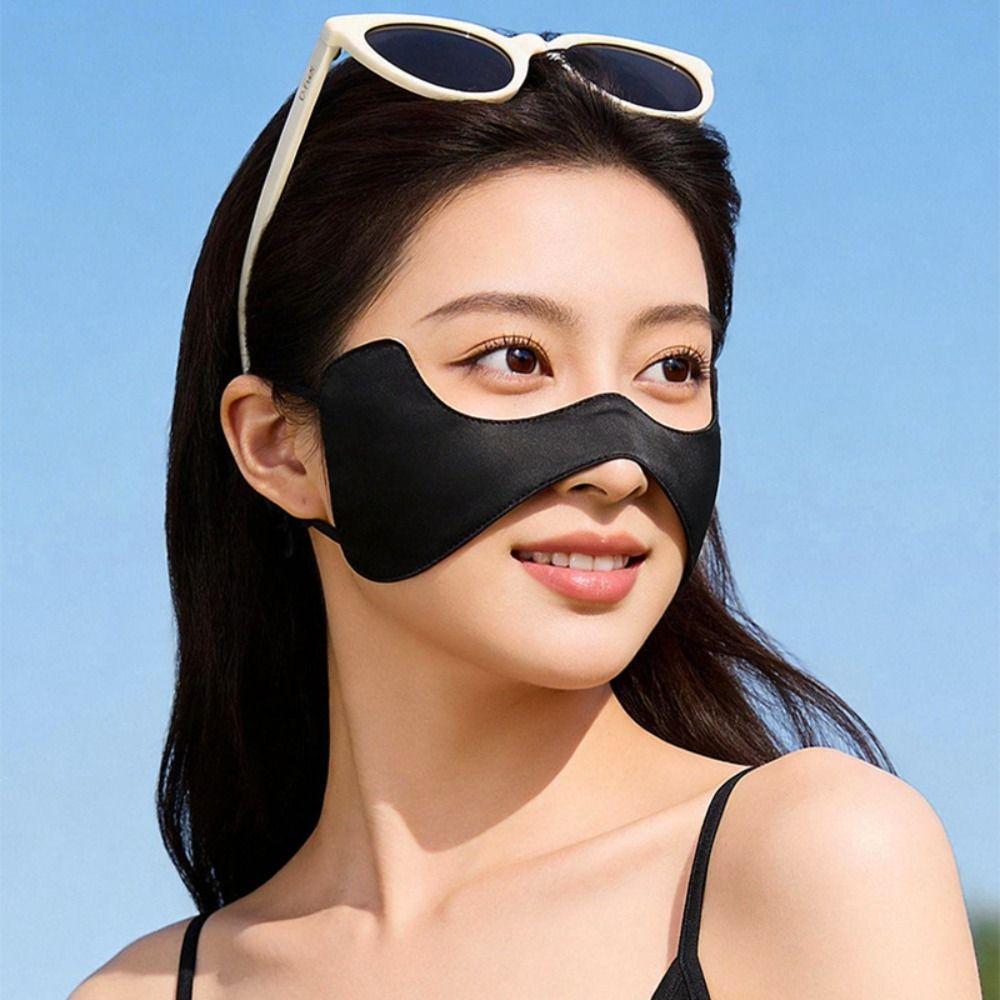 Summer Silk Sunscreen Mask Breathable Face Cover Elastic Sunscreen Face Scarf  Outdoor