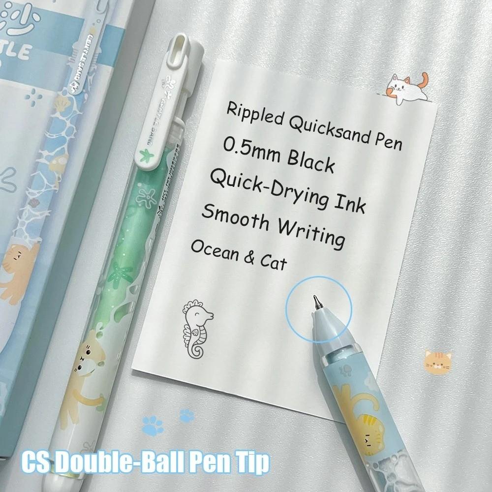 4Pcs/Box 0.5mm Rippled Quicksand Pen School Office Essential Quick-Dry Pen Gift