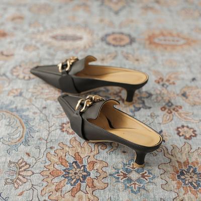 GF8-6 классические~ Тапочки Baotou могут носить женщины вне лета новые тонкий каблук острый носок низкий каблук котенок и высокие каблуки