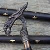 Vintage Wooden Walking Stick Cane Dragon Black Head Handle Antique Designer NEW