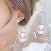 High-End Retro Pearl Circle Stud Earrings for Women - Light Luxury French Design, Perfect for Autumn and Winter