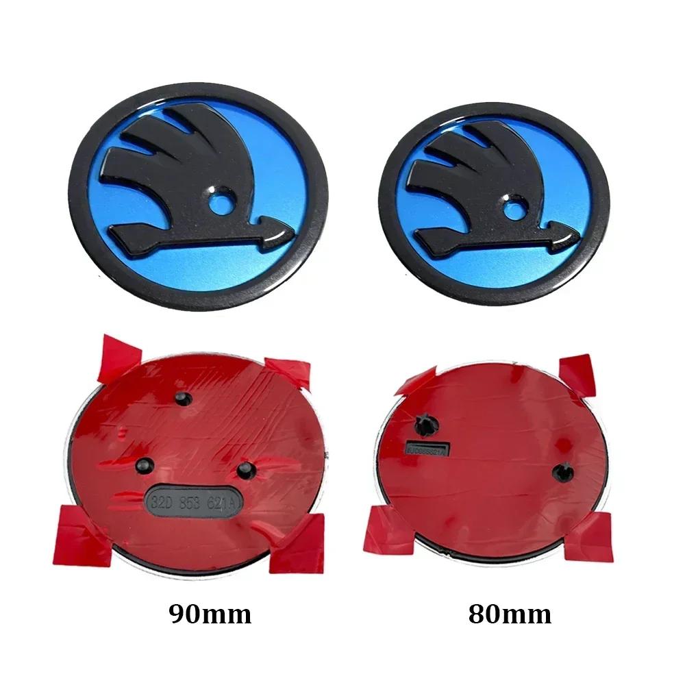 ZDVK6 For Skoda Car Sticker 2026 New 2pcs Car Front Hood Badge Rear Trunk Emblem Sticker For Skoda Yeti VRIS Rapid Octavia A5 A7 Kodia