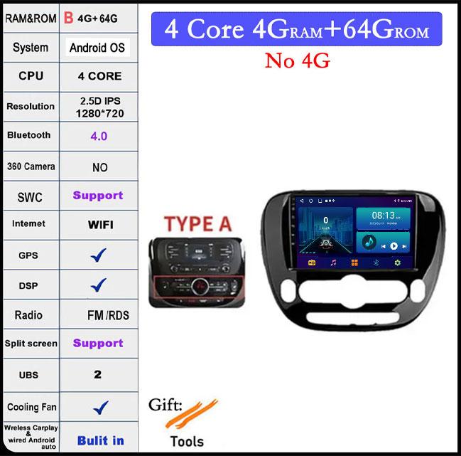 Android 14 для Kia Soul 2 2013-2019 Автомобильный радиоприемник Мультимедийный проигрыватель GPS Навигация DSP Экран