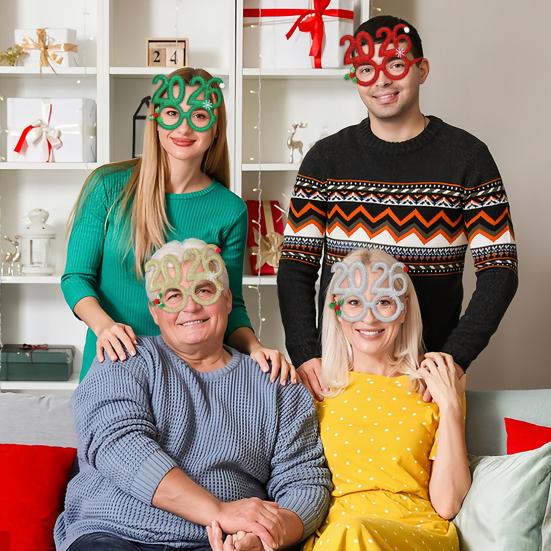 2026 New Year Eve Glasses Christmas Party Photo Props for Adults Kids