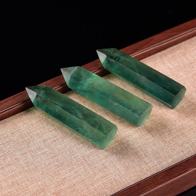 Radiant Natural Green Fluorite Quartz Crystal Point Hexagonal Wand For Healing And Reiki