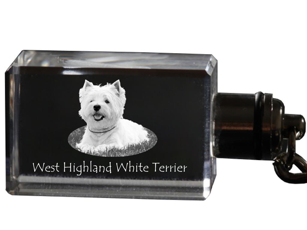 West Highland White Terrier, Westie, Westy – Crystal key ring with dog photo, illuminated key ring | Art-Dog