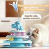 Милая Интерактивная Вертушка Мячик для Кошки Вращающаяся 4-уровневая Игровая Тарелка для Кошек Вращающаяся Башня для Кошек Тренировка Интеллекта Котёнок