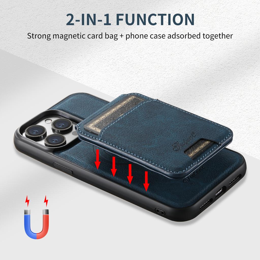 SUTENI Magnetic Card Slot Luxury Leather Wallet Bags Phone Cases For iPhone 16 15 14 13 12 Pro Max Plus Cover