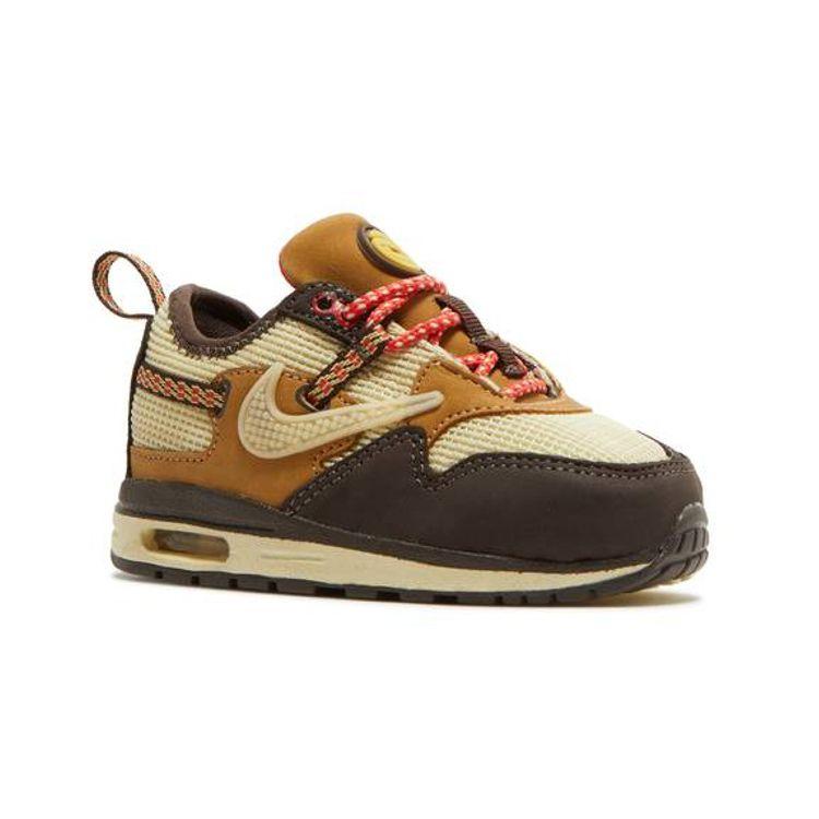 Travis Scott x Nike Air Max 1 TD Барочный коричневый Детские кроссовки Лимонный Дроп Пшеничный Чили-Красный DN4170-200