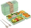 Bento Box for Adults, 3-In-1 Meal Prep Container, 900ML Lunch Box with Compartment, Wheat Straw, Leak-proof, Spoon & Fork
