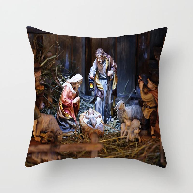 New Nativity Christmas Series Pillow Cover Festive Home Decoration Sofa Pillow Cushion Cover