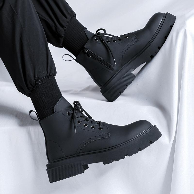 Martin boots men's high-top British wind locomotive boots tooling leather boots heightening thick-soled leather boots 9055-R