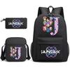 3Pcs/set 26 English Letter Printed Backpack with Shoulder Bag Pencil Case for Student Boy Girl SchoolBag Large Capacity Waterproof Bookbag Kid Gift