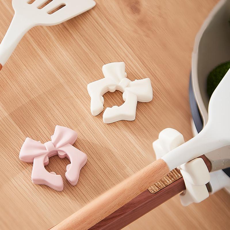 1/2 Piece Bowknot Silicone Spatula Holder Anti-scalding Cutlery Holder Suitable For Spoon Cooking Utensils