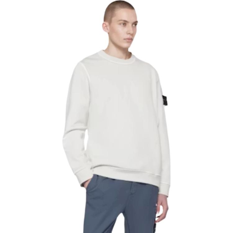 STONE ISLAND Логотип Патч Свитшот с Круглым Вырезом и Длинным Рукавом Мужской свитшот Серый 811561241-V0160